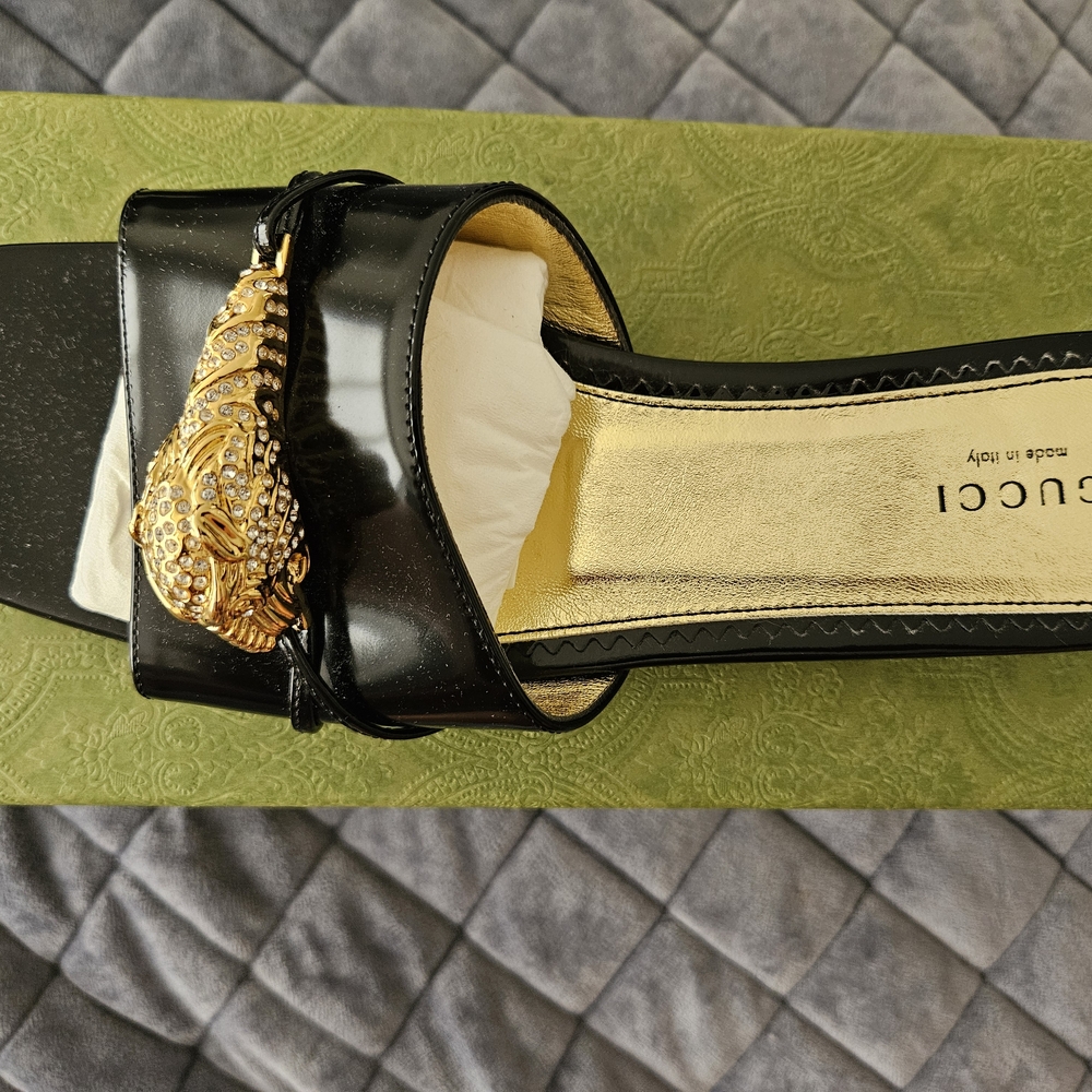 Gucci Black and Gold Sandals